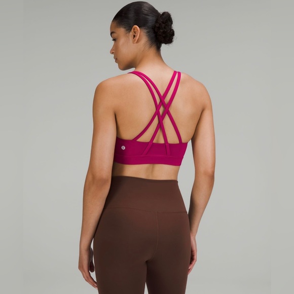 lululemon energy bra in *medium support, B-D Cups in berry magenta - Picture 2 of 5